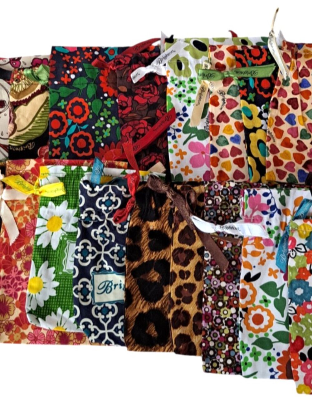 Lot Of 20 Brighton Drawstring Jewelry Multi Color Fabric Dust Bags Small 6"x5" * - Picture 2 of 12